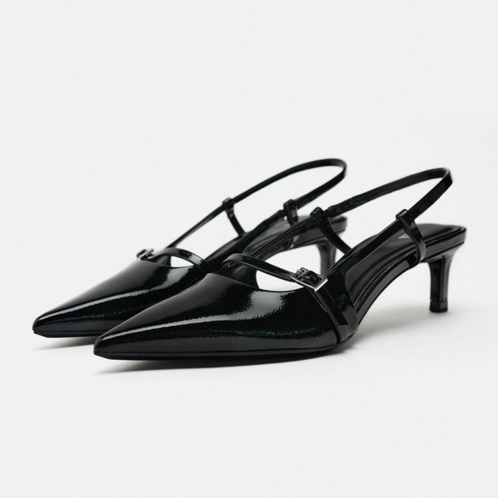 BUCKLED STRAP SLINGBACK SHOES ZARA SIZE 8 NEW